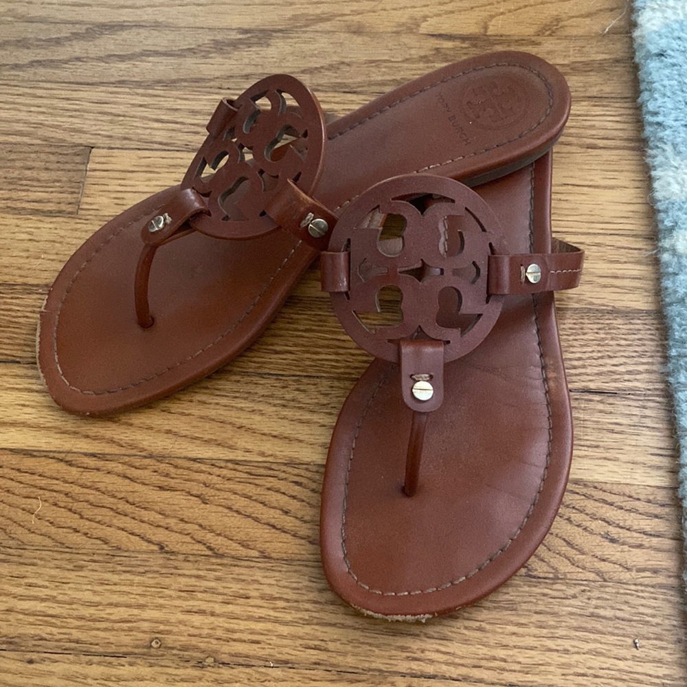 Dark Brown Tori Burch Miller Sandals